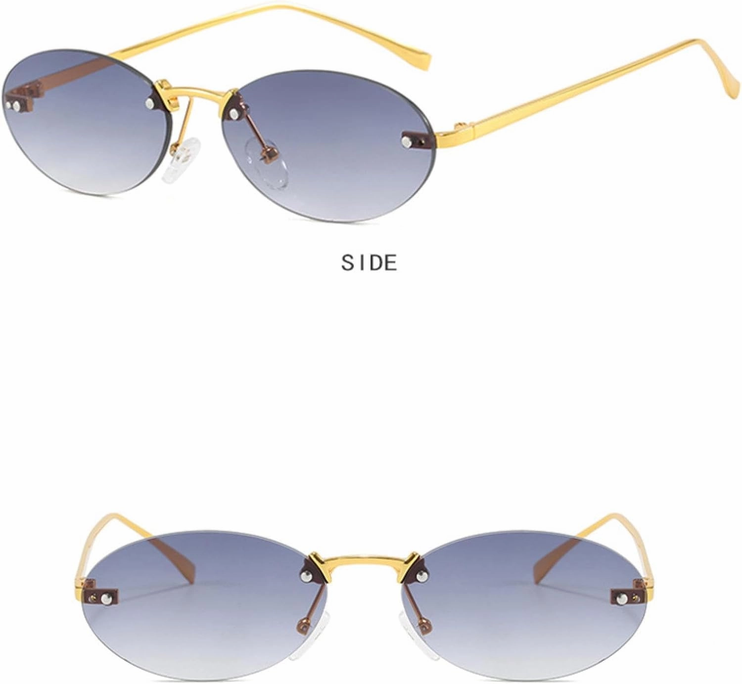 Luxury Trendy Rimless Retro Oval Sunglasses Women Uv400 Punk Sunglass Men Shade Driving Eyewear