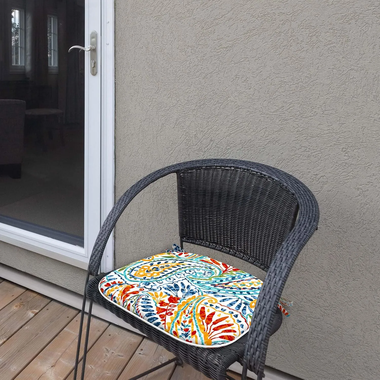LVTXIII Indoor/Outdoor Chair Cushions Seat Cushions with Ties, Patio Chair Pads D16xW17 Inch for Patio Furniture Garden Home Office Decoration 2 Pack,Paisley Multi