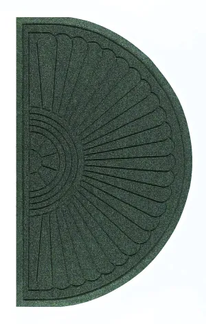 M A Matting 2246 Waterhog Eco Grand Premier PET Polyester Fiber Half Oval Entrance Indoor/Outdoor Floor Mat, SBR Rubber Backing, 1.8' Length x 3' Width, 3/8" Thick, Southern Pine