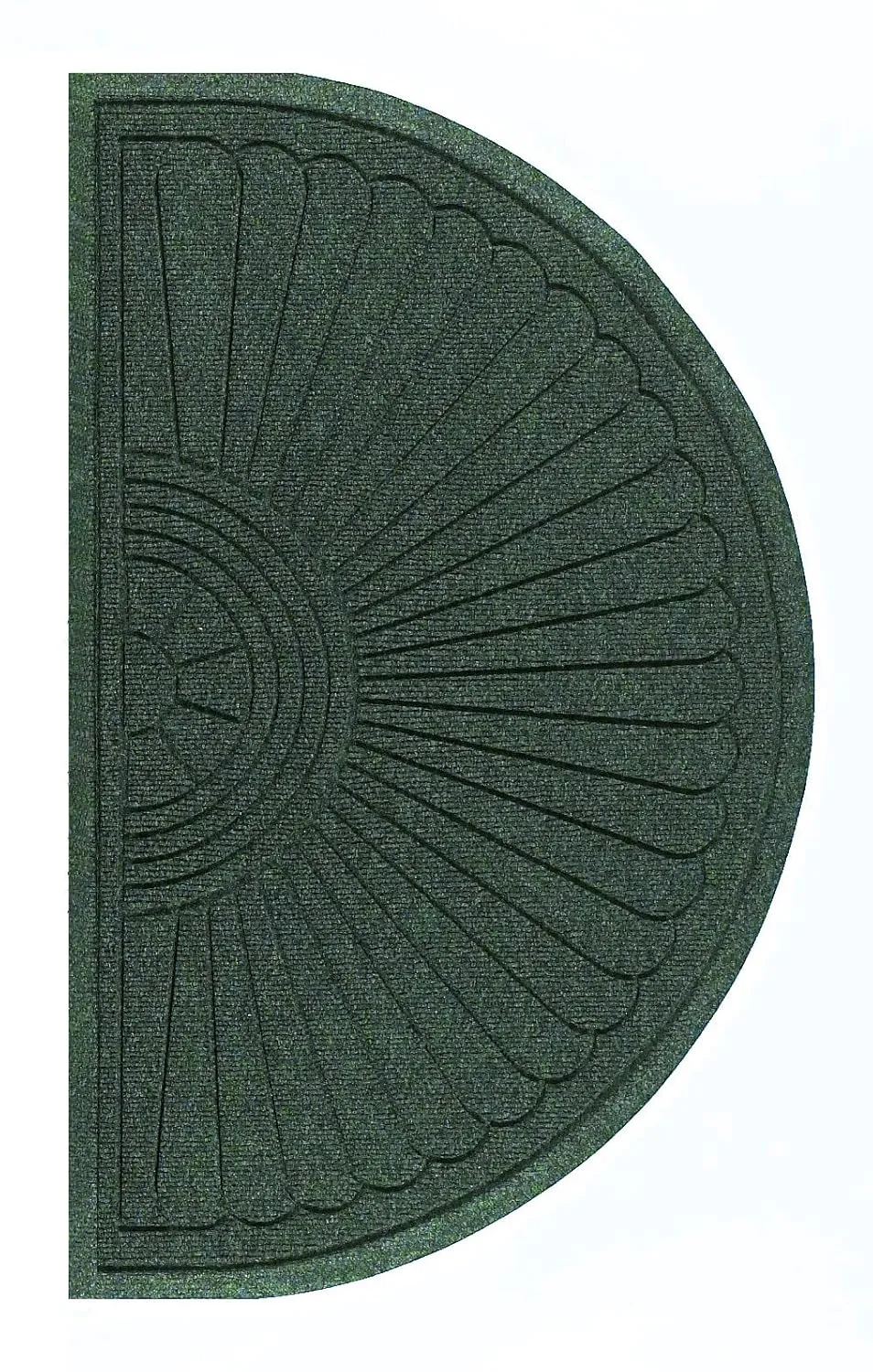 M A Matting 2246 Waterhog Eco Grand Premier PET Polyester Fiber Half Oval Entrance Indoor/Outdoor Floor Mat, SBR Rubber Backing, 1.8' Length x 3' Width, 3/8" Thick, Southern Pine