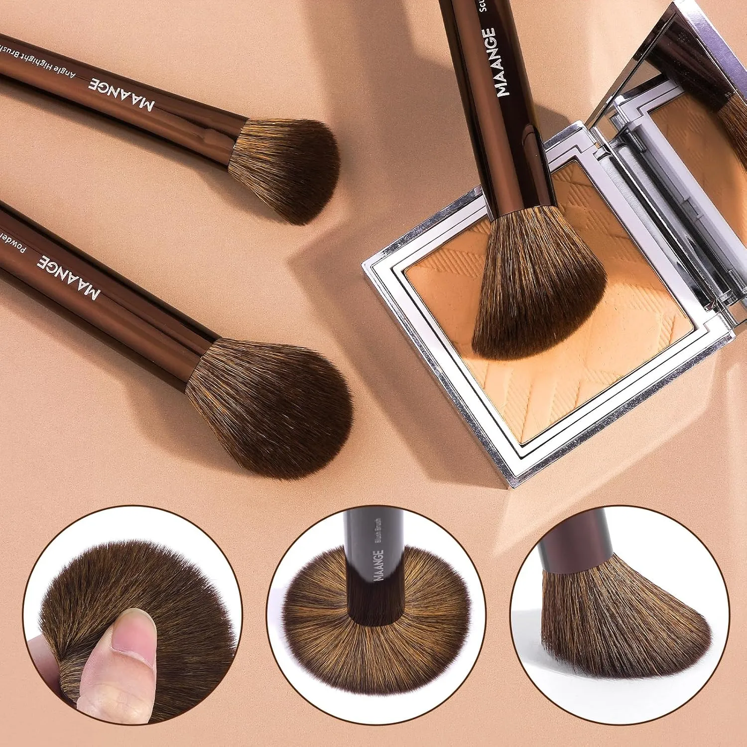 MAANGE 14-Piece Makeup Brush Set with Aluminum Ferrule- Premium Synthetic Makeup Brushes Kit Foundation Powder Brush Eye Shadow for Beginners & Professionals(Dark Coffe)