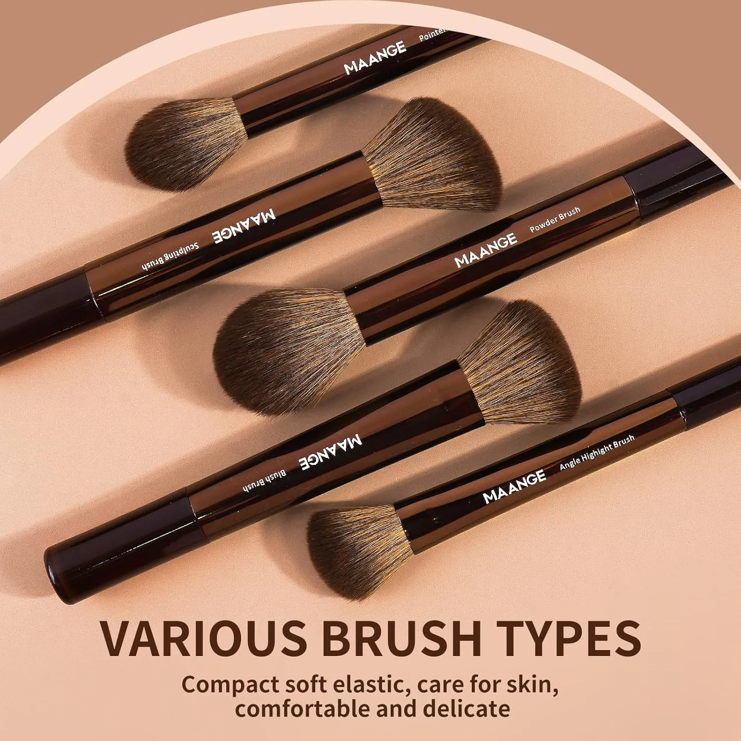 MAANGE 14-Piece Makeup Brush Set with Aluminum Ferrule- Premium Synthetic Makeup Brushes Kit Foundation Powder Brush Eye Shadow for Beginners & Professionals(Dark Coffe)