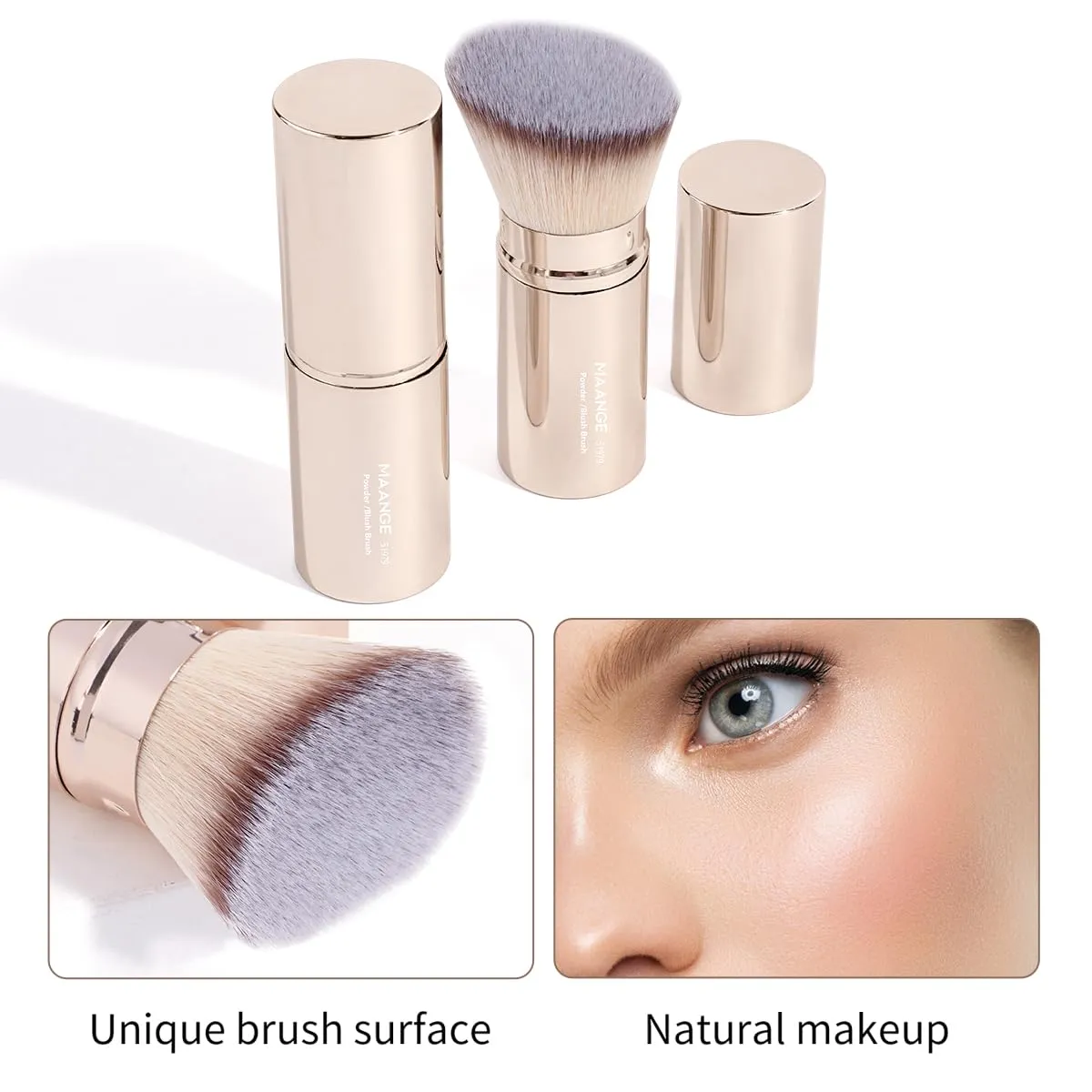 MAANGE 8 Pcs Makeup Brushes with Bag, Double-End Multi-functional Makeup Brushes for Blending Liquid Powder Concealer Cream Blush Buffe (Gold)