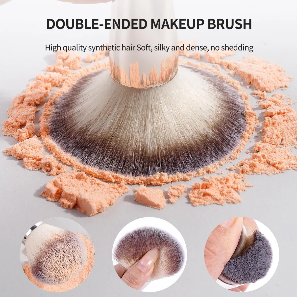 MAANGE 8 Pcs Makeup Brushes with Bag, Double-End Multi-functional Makeup Brushes for Blending Liquid Powder Concealer Cream Blush Buffe (Gold)