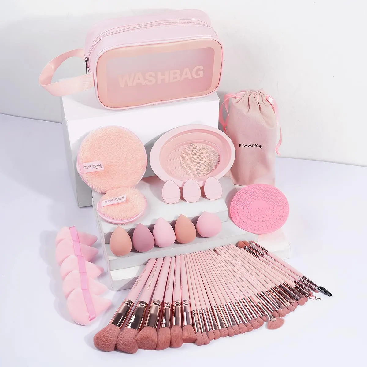 MAANGE Makeup Brushes 49 Pcs Makeup Kit, Multi-functional Makeup Tool Set with Makeup Brush Foundation Brush Make up Brushes Set (Black, 49 Piece Set)