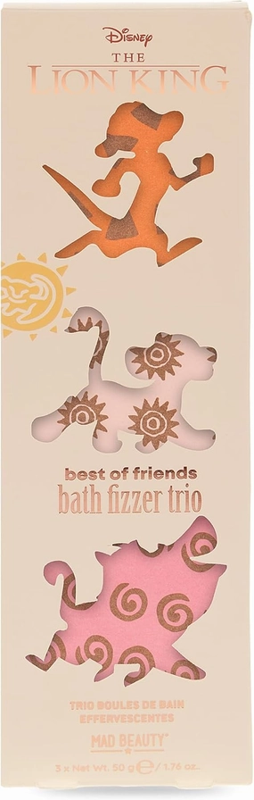 Mad Beauty Disney Lion King Reborn Bath Fizzer Trio | Mango & Papaya Scent | Lion King Designs | Cruelty-Free | Bath Gift Set for Women, Adults, and Kids