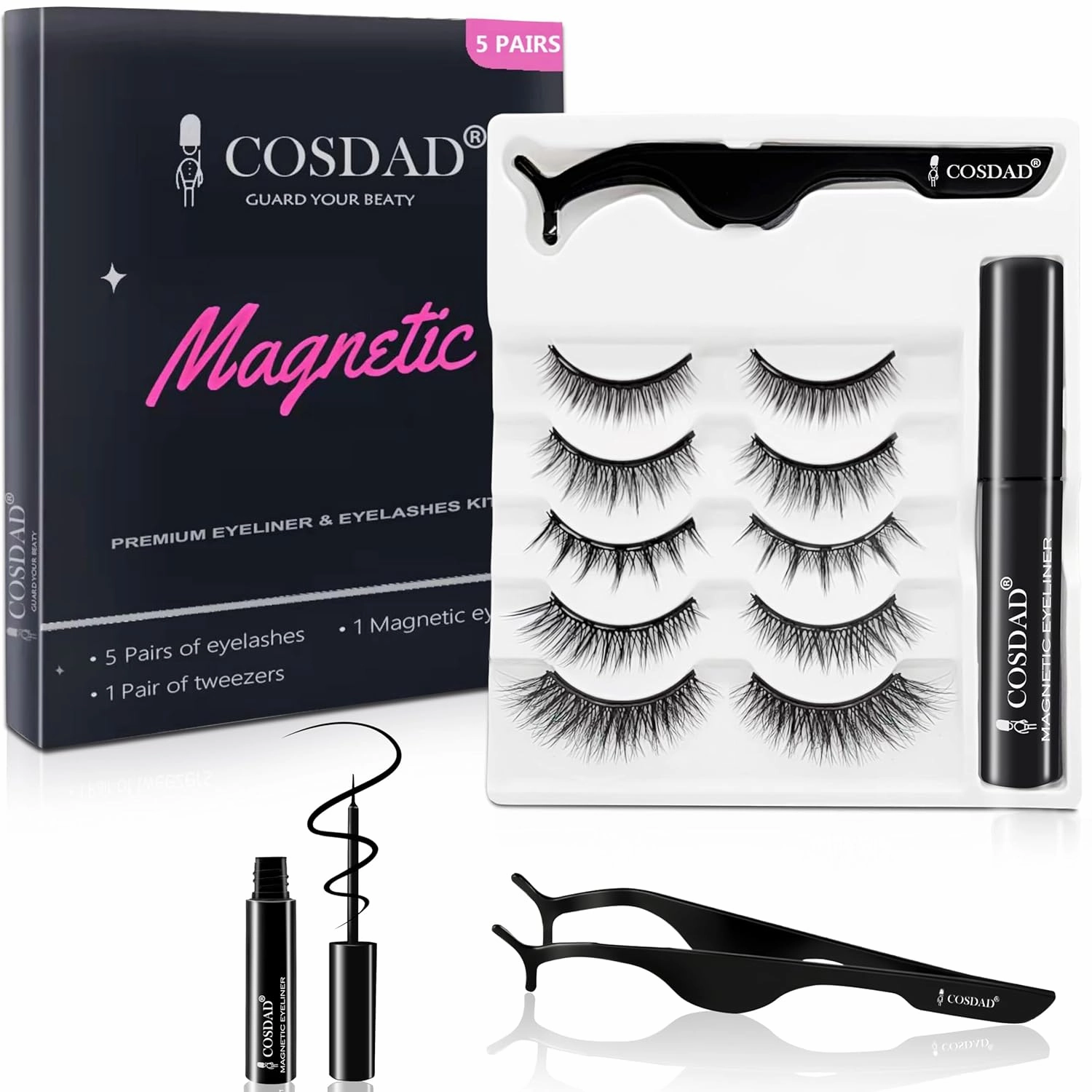 Magnetic False Eyelashes - 5 Styles - Latex-Free, Easy to Apply, Reusable & Glue-Free
