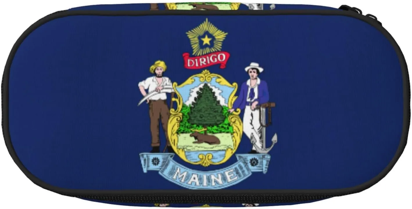 Maine State Flag Print Simple rectangle Pen bag Storage case for Office supplies,cosmetics,toiletries