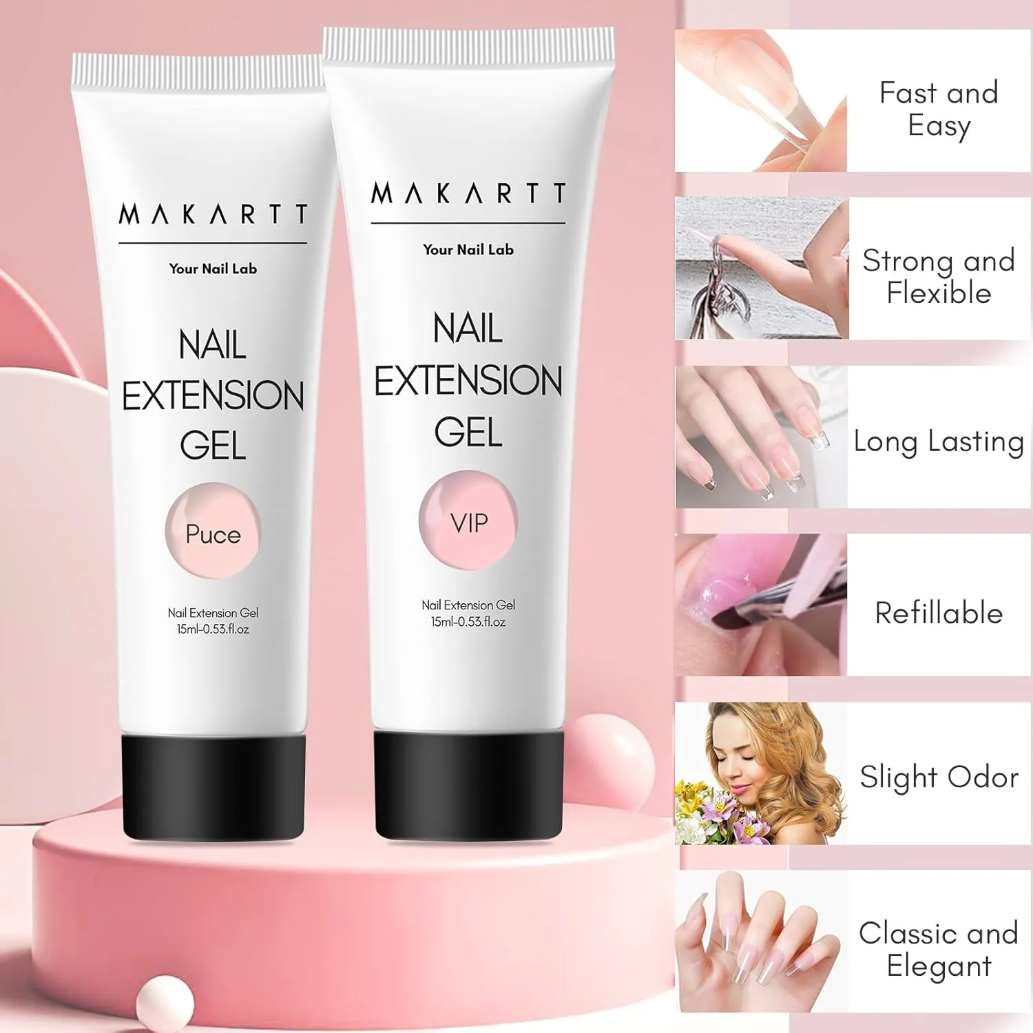 Makartt Poly Nail Gel Kit: 6 Nude Colors Solid Builder 15ML for Extension Enhancement Set with Slip Solution Base Top Coat Dual Forms All in One Hard Gels for Nails Starter Supplies Kit