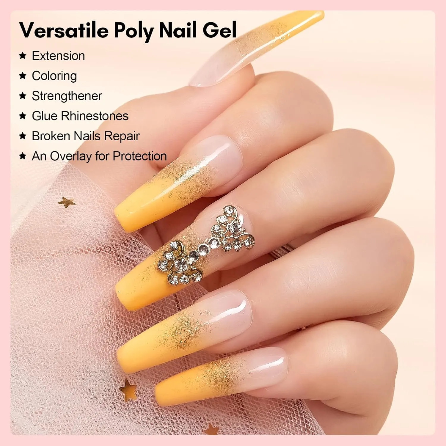 Makartt Poly Nail Gel Kit: 6 Nude Colors Solid Builder 15ML for Extension Enhancement Set with Slip Solution Base Top Coat Dual Forms All in One Hard Gels for Nails Starter Supplies Kit