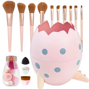 Make Up Brushs Holder Organizer Cute Eggshell Shape Professional Makeup Brush Set 21 Piece Set Makeup Tools Set Best Gift For Girl Women (egg Pink)