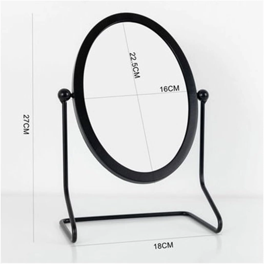 Make Up Mirror Wrought Iron Oval Vanity Mirror, Adjustable Angle Vanity Mirror, Simple Home Desktop Vertical Beauty Mirror Mirror for Desk(Gold)