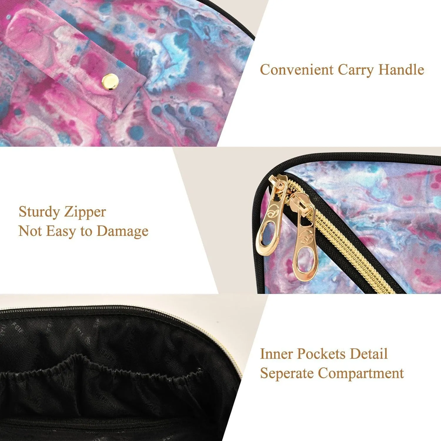 Makeup and Skincare Travel Bag with Divider and Handle Spacious Organizer Case for Women on the Move