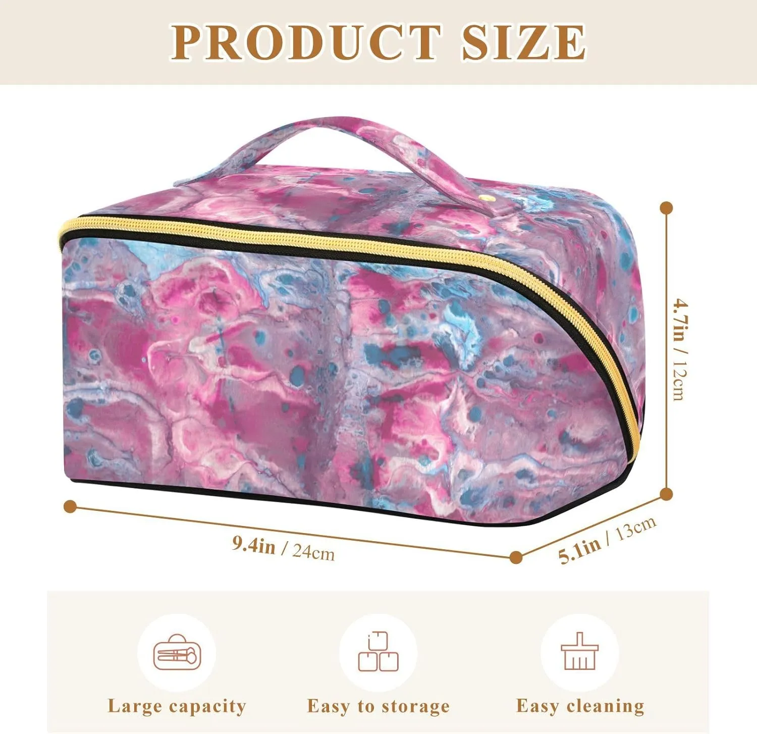 Makeup and Skincare Travel Bag with Divider and Handle Spacious Organizer Case for Women on the Move