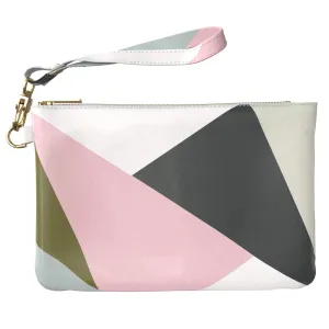 Makeup Bag 9.5 x 6 inch Print PU Leather Toiletry Zipper Travel Case Portable Organizer Design Strap Accessories Storage Smooth Cosmetic Geometric Triangle Unique Purse Pouch Abstract Shape
