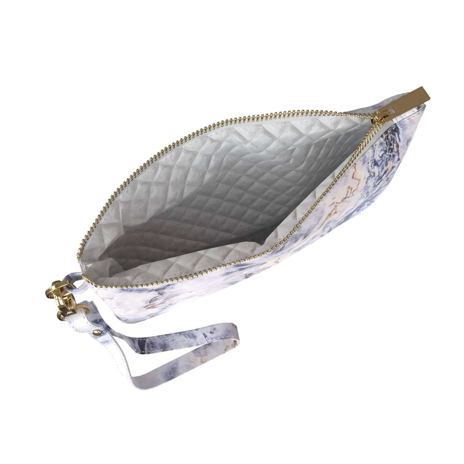 Makeup Bag 9.5 x 6 inch Sodalite Simple Storage Blue Rock Texture Strap Accessories New Cosmetic Purse Pouch Portable Organizer Design Print PU Leather Toiletry Zipper Travel Case White Marble