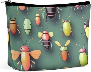 Makeup Bag Foldable Cosmetic Bag Insect Atlas Printed Makeup Organizer Travel Makeup Bag for Travel And Daily Life