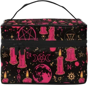 Makeup Bag,Candles,Gothic Toiletry Bag Travel Makeup Organizer Bag Cosmetic Case Beauty Organizer Bag with Zipper for Girl Women Ladies