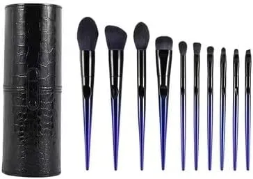 Makeup Brush 10 Pcs Makeup Brushes Synthetic Hair Foundation Blending Brush Tool Powder Eyeshadow Cosmetic Set Case Cosmetic Products (Color : Black, Size : 10pcs)