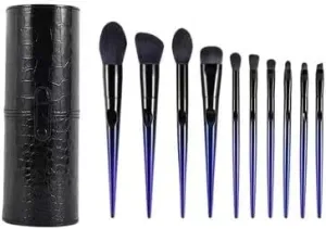 Makeup Brush 10 Pcs Makeup Brushes Synthetic Hair Foundation Blending Brush Tool Powder Eyeshadow Cosmetic Set Case Cosmetic Products (Color : Black, Size : 10pcs)