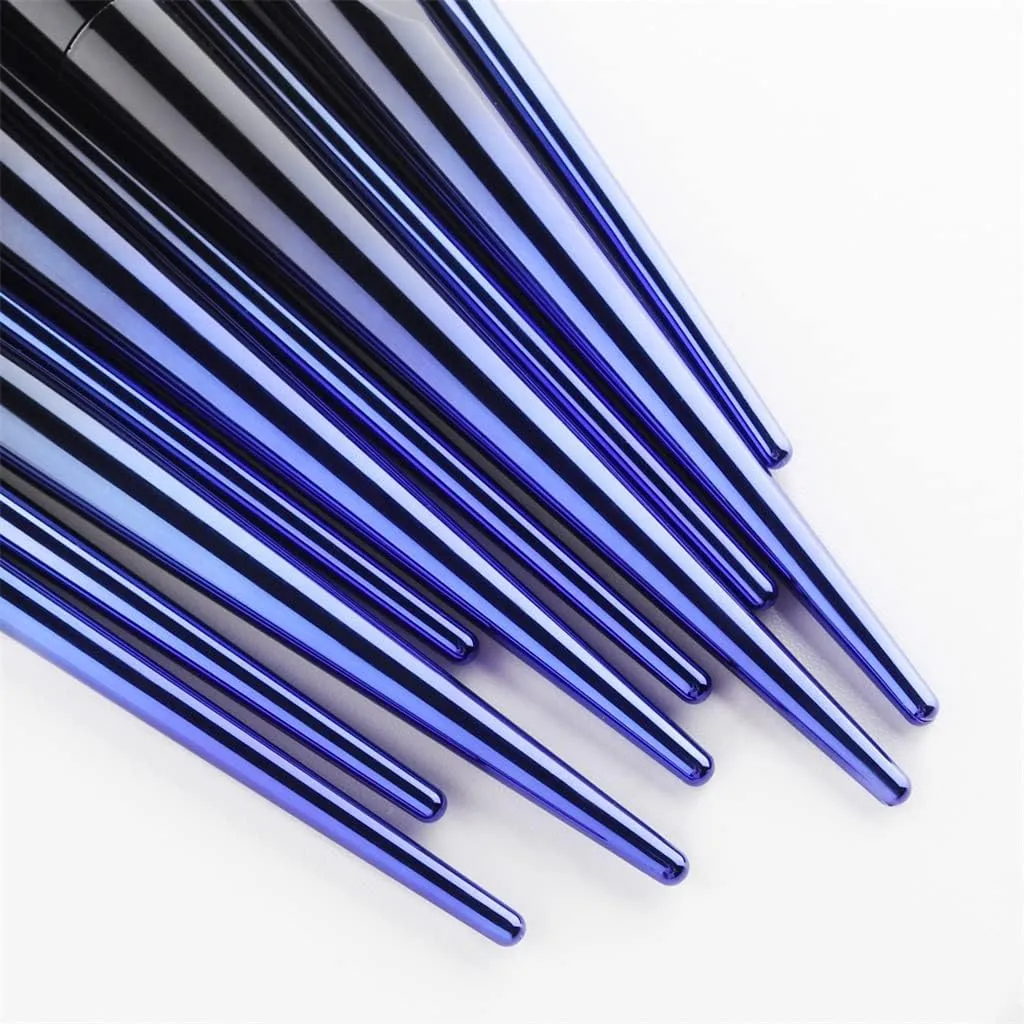 Makeup Brush 10 Pcs Makeup Brushes Synthetic Hair Foundation Blending Brush Tool Powder Eyeshadow Cosmetic Set Case Cosmetic Products (Color : Blue, Size : 10pcs)