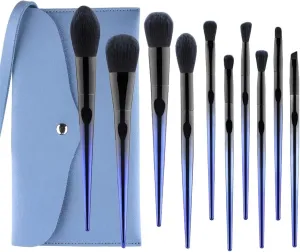 Makeup Brush 10 Pcs Makeup Brushes Synthetic Hair Foundation Blending Brush Tool Powder Eyeshadow Cosmetic Set Case Cosmetic Products (Color : Blue, Size : 10pcs)