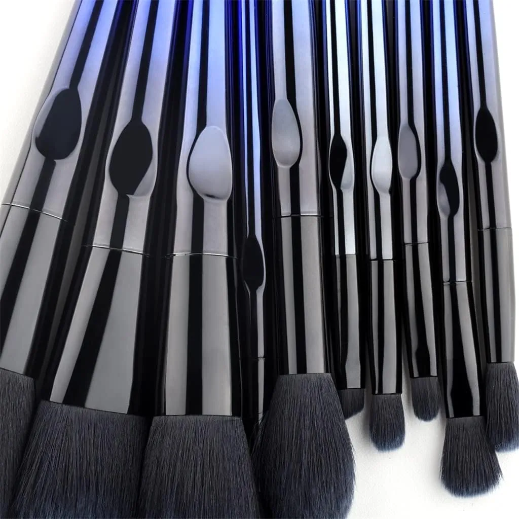 Makeup Brush 10 Pcs Makeup Brushes Synthetic Hair Foundation Blending Brush Tool Powder Eyeshadow Cosmetic Set Case Cosmetic Products (Color : Blue, Size : 10pcs)