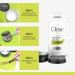 Makeup Brush Cleaner - Makeup Brush Cleaner Solution - Rinse Free - Quick Drying Make up Brush Cleaner - Removes Oily Foundation - Deep Cleaning for Makeup Brushes (8 oz Kit)