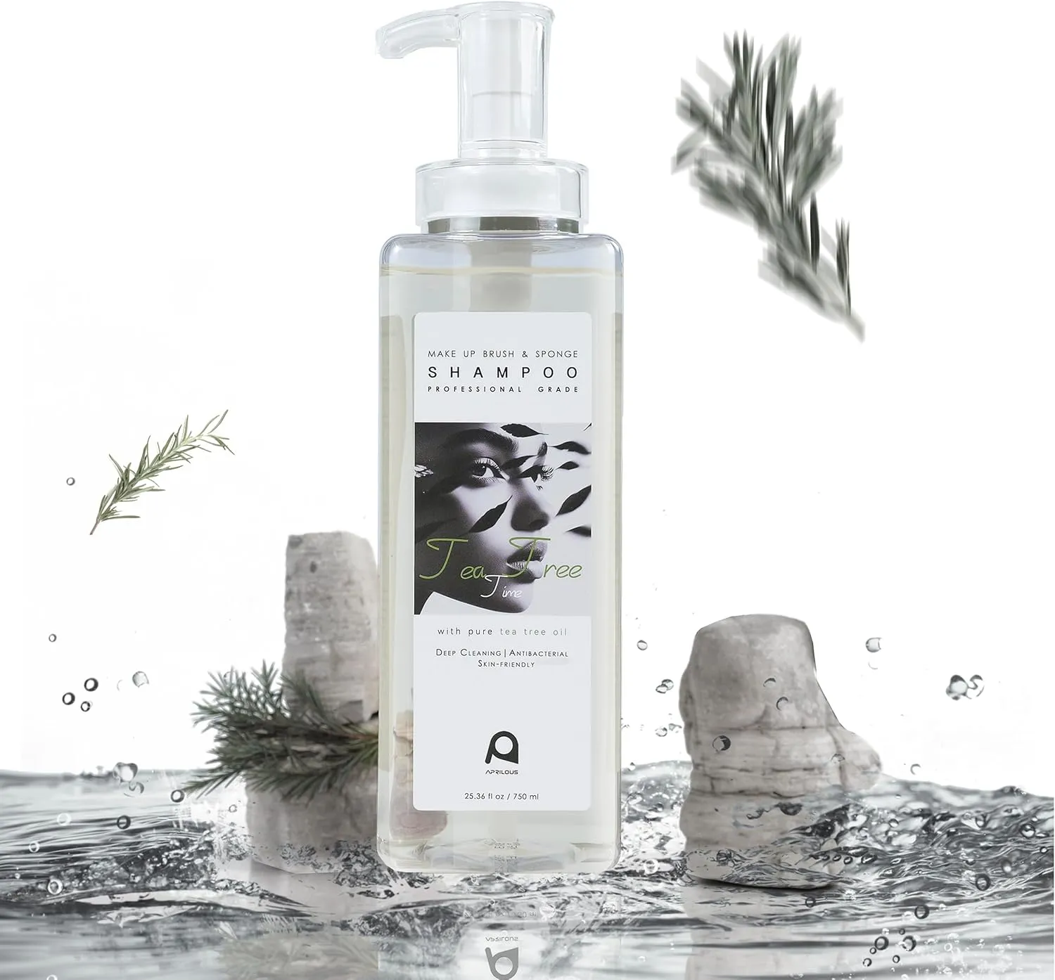 Makeup Brush Cleaner, Tea Tree Oil, Shampoo for Sponges & Puffs, Deep Cleaning, Conditions Bristles, Gentle, Vegan & Cruelty-Free (750 ml)
