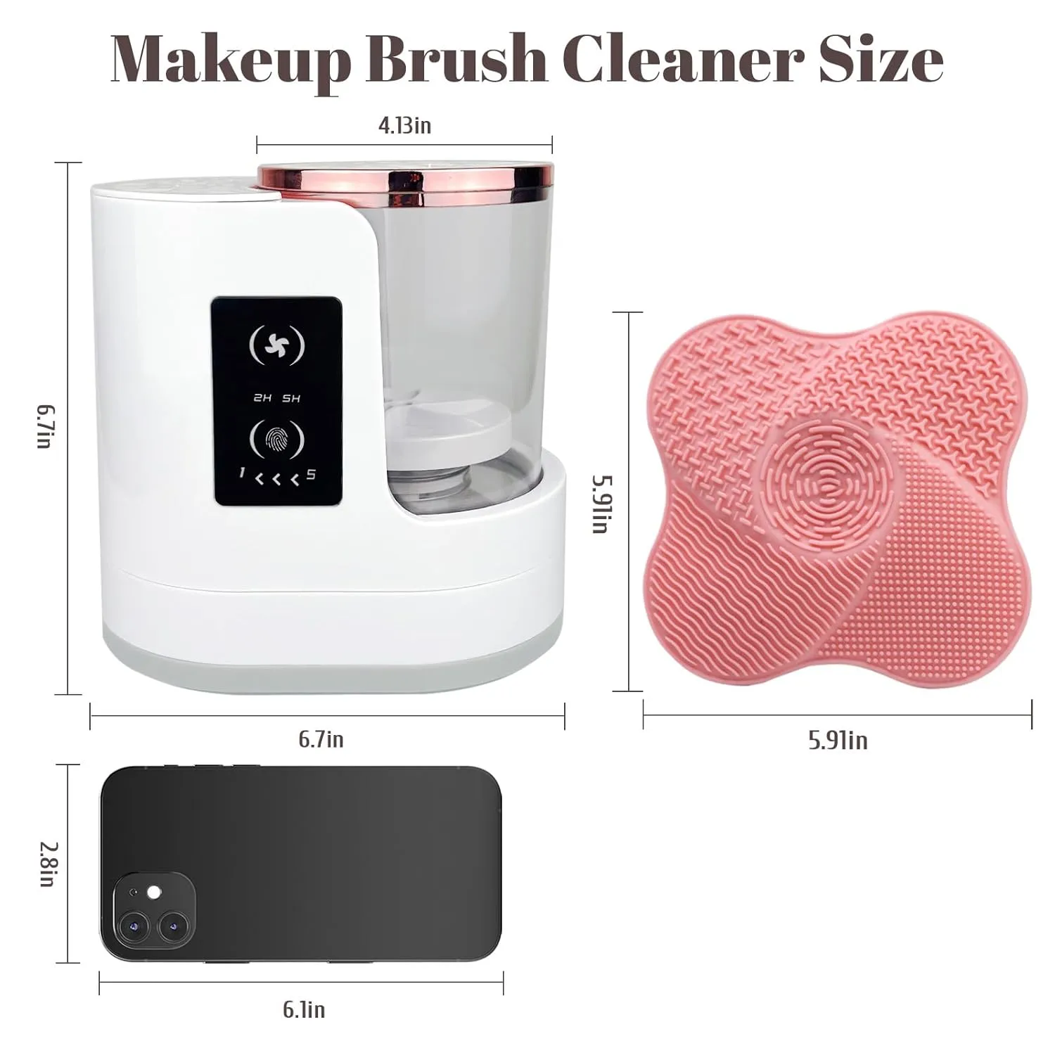 Makeup Brush Cleaner,3 In 1 Automatic Make Up Washer,Electric Makeup Brush Cleaner Machine - Timed Drying Available,Convenient Deep Cleaning Kit for Women,Suitable for All Types Brushes(White)
