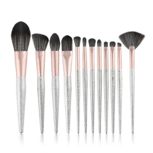 Makeup Brush Set Of 12 Silver Frosted Full Set Of Blush Brush Beauty Tools Repair Highlighting