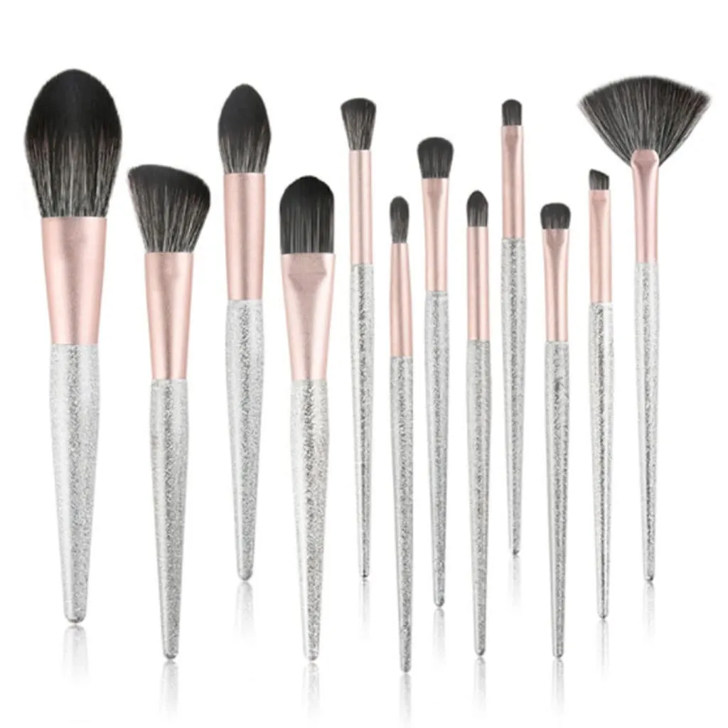 Makeup Brush Set Of 12 Silver Frosted Full Set Of Blush Brush Beauty Tools Repair Highlighting