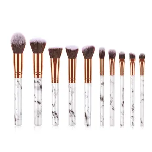 Makeup Brushes 10pcs Marble Makeup Brush Set, Premium Synthetic Kabuki Make Up Brush Kit Foundation Powder Eyeshadow Professional Cosmetic Tools with Marble Bucket 43-2