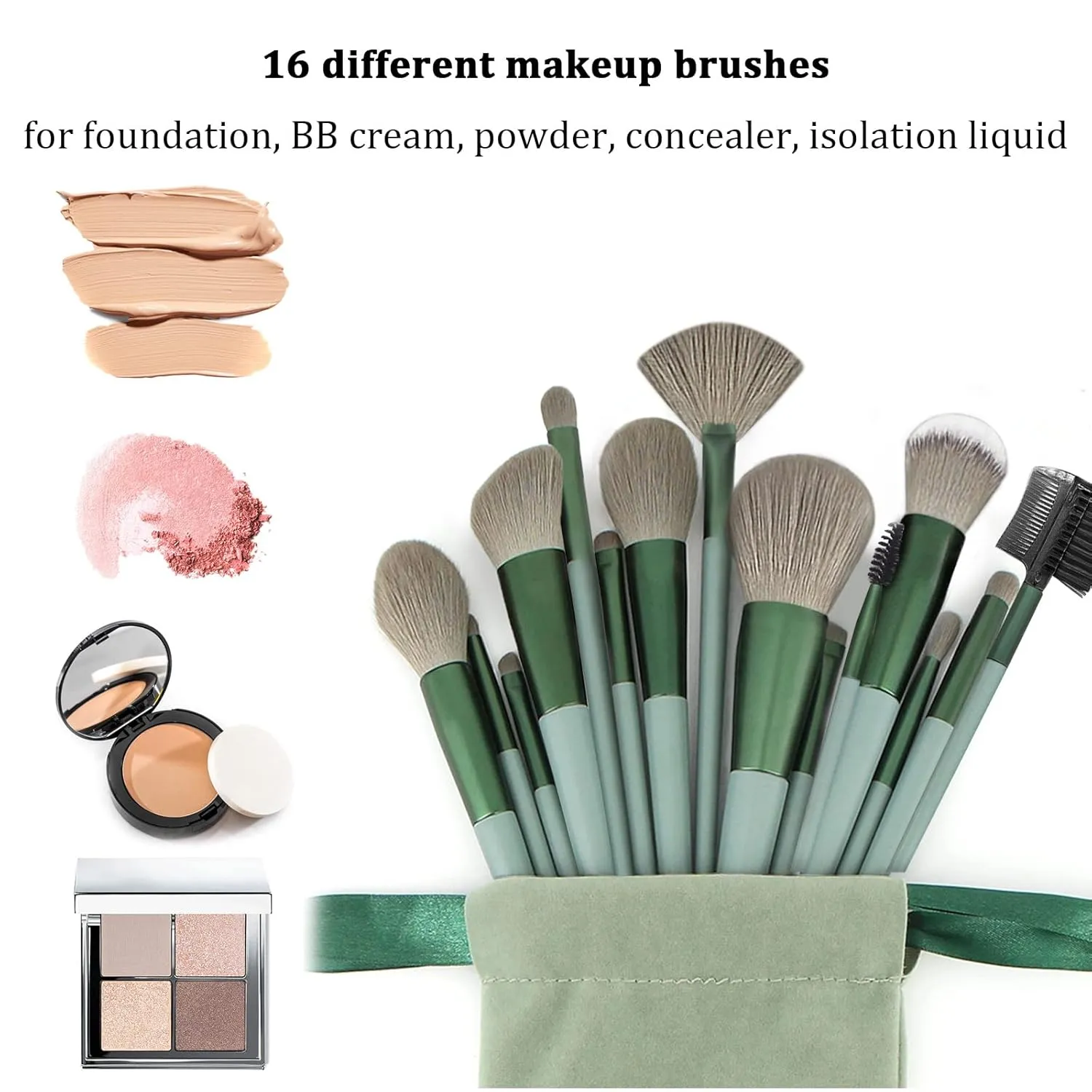 Makeup Brushes 30 Pcs Makeup Kit,Foundation Brush Eyeshadow Brush Make up Brushes Set (Green, 30 Piece Set)