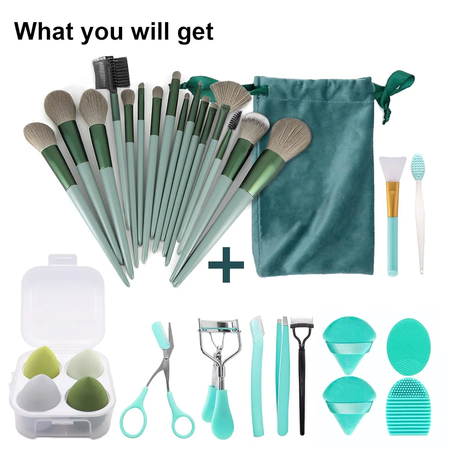 Makeup Brushes 30 Pcs Makeup Kit,Foundation Brush Eyeshadow Brush Make up Brushes Set (Green, 30 Piece Set)