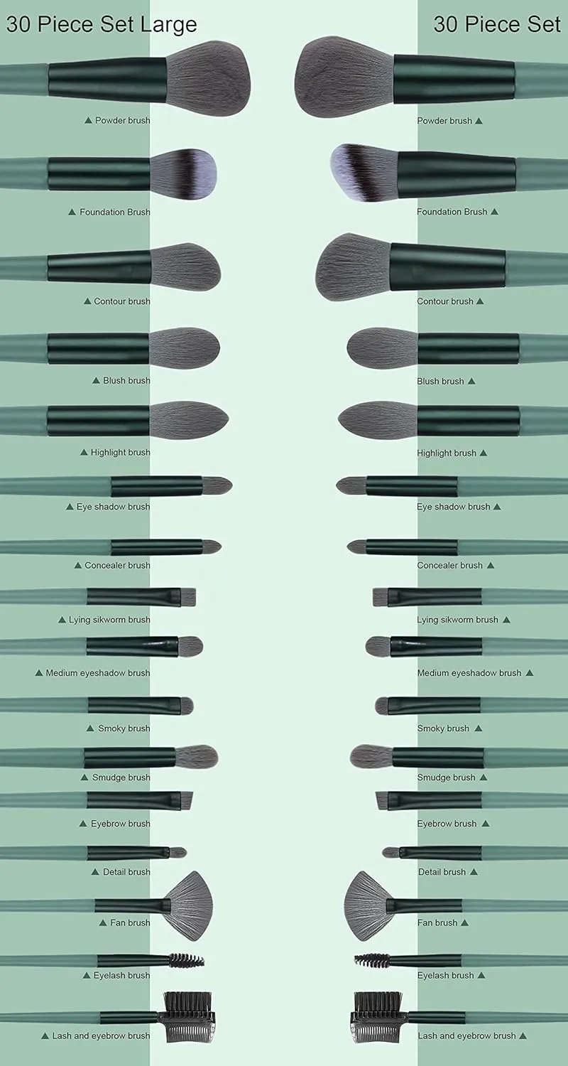 Makeup Brushes 30 Pcs Makeup Kit,Foundation Brush Eyeshadow Brush Make up Brushes Set (Green, 30 Piece Set)