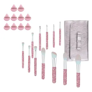 Makeup Brushes Bling Crystal Make Up Beauty Tool Glitter 12PCS & 10 Pieces Soft Face Powder Puff Triangle Makeup Puff