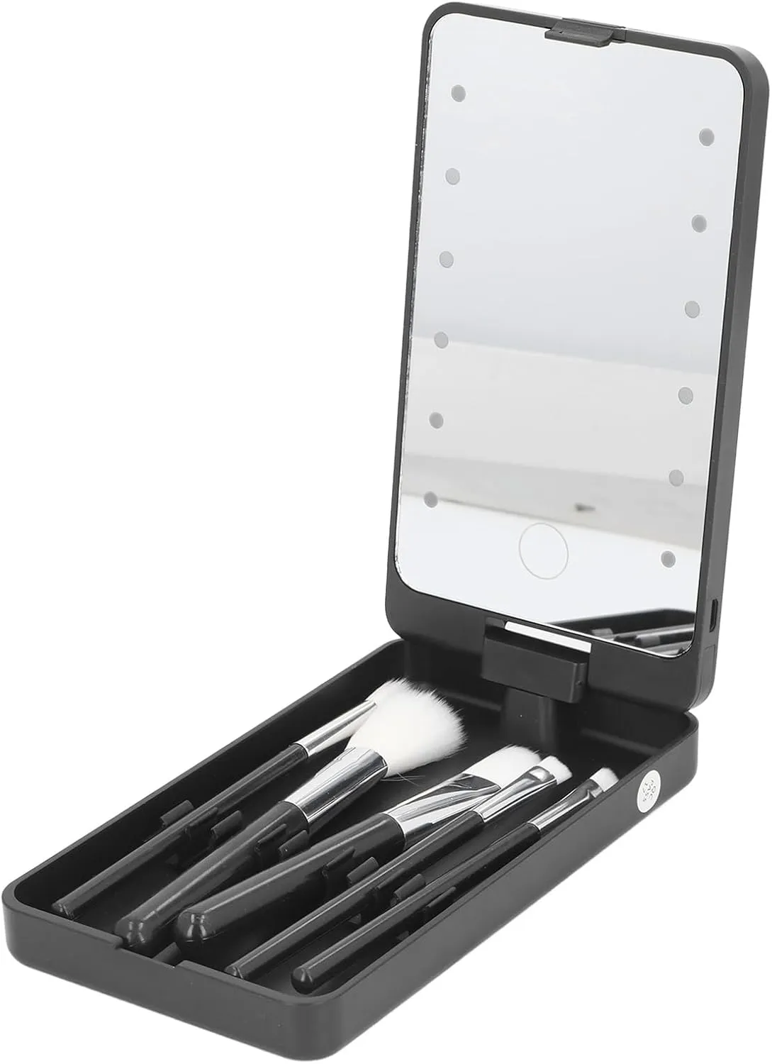 Makeup Case,Travel Makeup Bag with Led Mirror and 5 Makeup Brushes for Travel (Black)