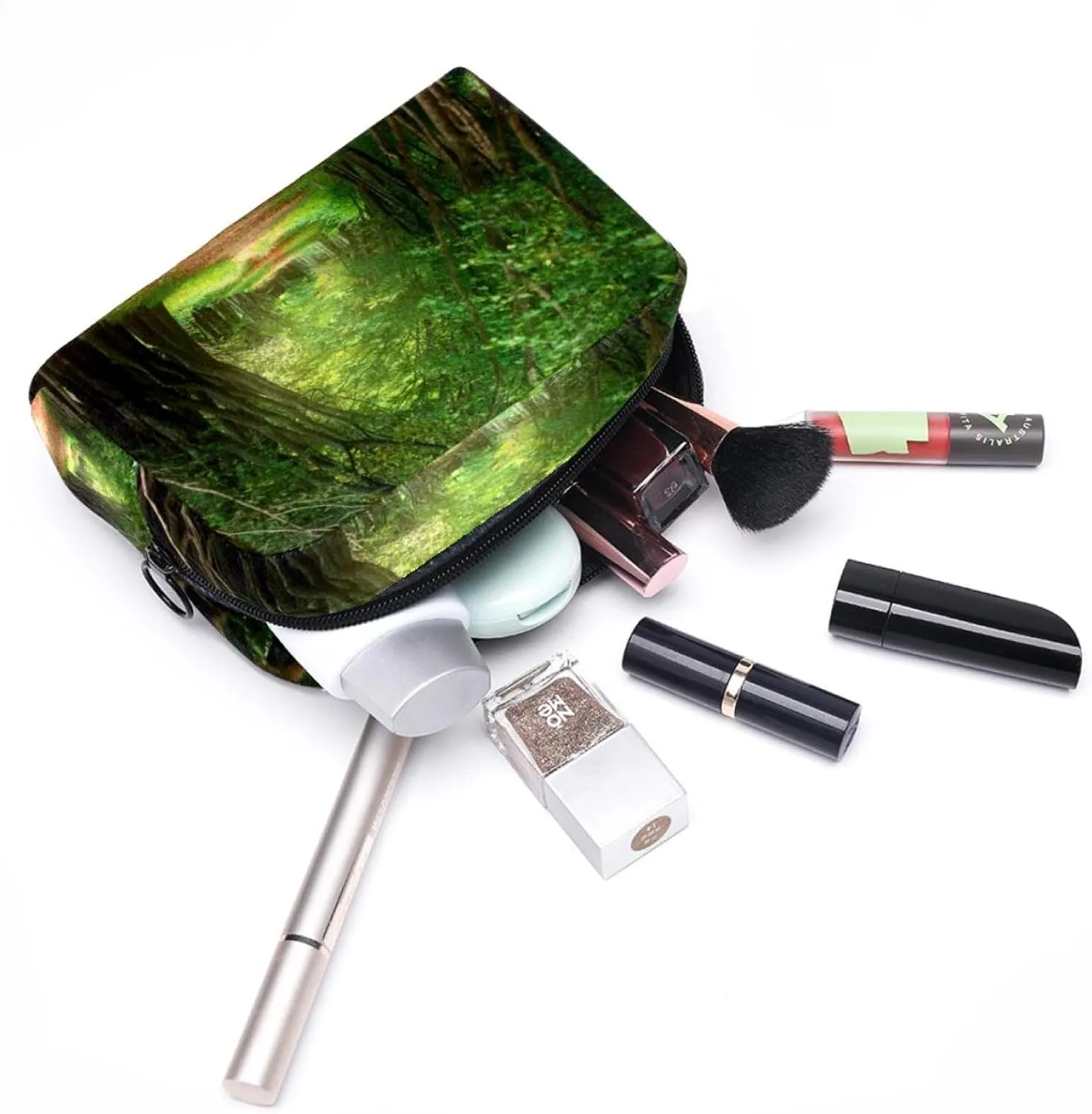Makeup Organizer Bag, Autumn Green Road Pencil Case Cosmetic Storage Bag Portable Toiletry Pouch for Women, Men, Traveling, School