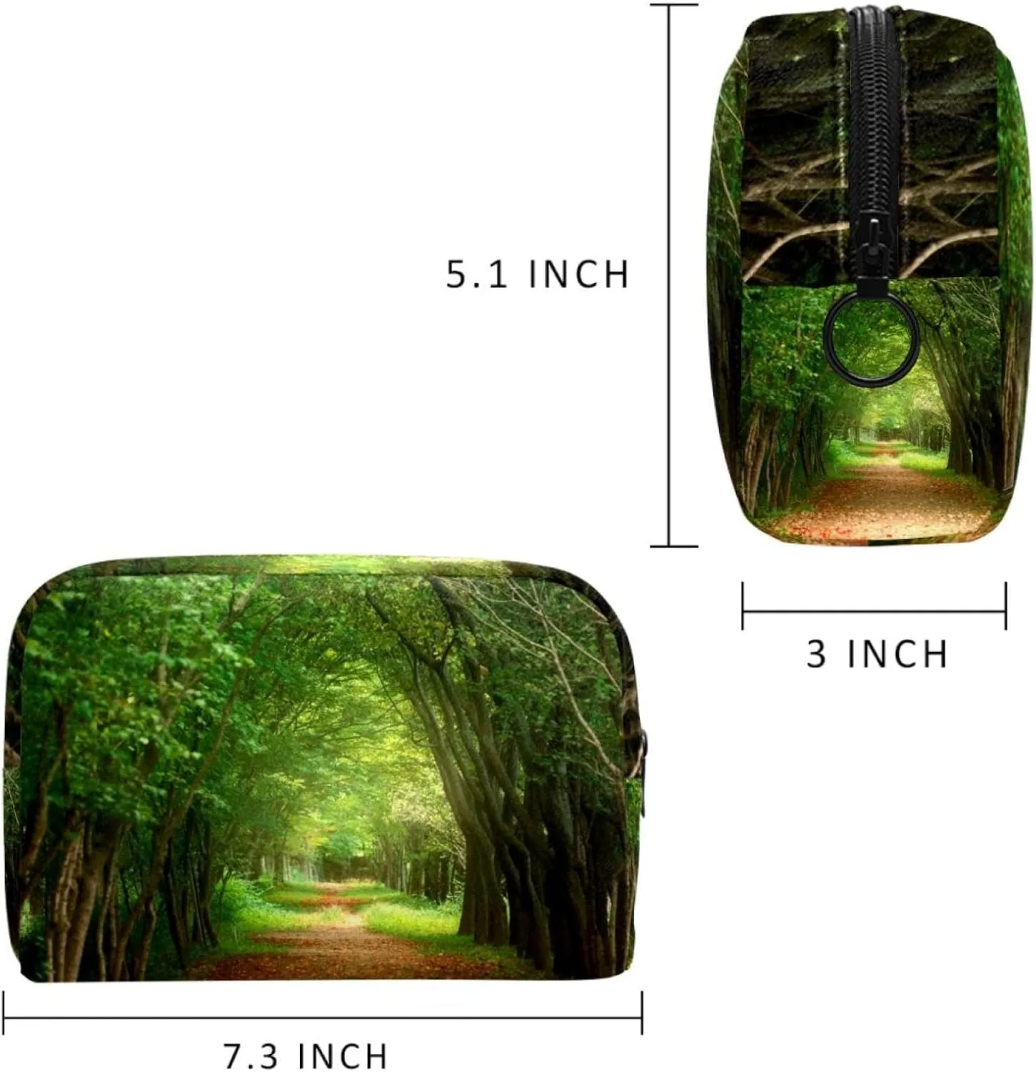 Makeup Organizer Bag, Autumn Green Road Pencil Case Cosmetic Storage Bag Portable Toiletry Pouch for Women, Men, Traveling, School