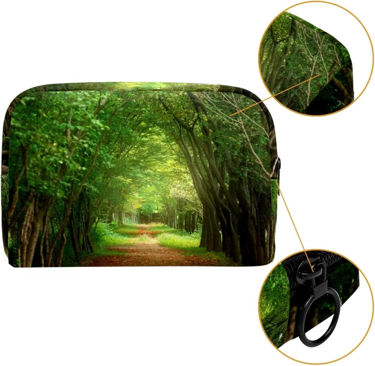 Makeup Organizer Bag, Autumn Green Road Pencil Case Cosmetic Storage Bag Portable Toiletry Pouch for Women, Men, Traveling, School