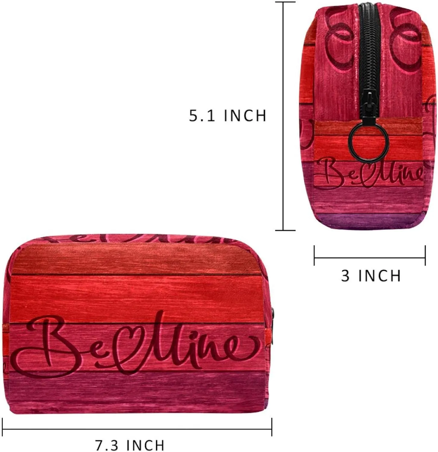 Makeup Organizer Bag, Be Mine in Wood Card Pencil Case Cosmetic Storage Bag Portable Toiletry Pouch for Women, Men, Traveling, School