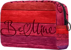 Makeup Organizer Bag, Be Mine in Wood Card Pencil Case Cosmetic Storage Bag Portable Toiletry Pouch for Women, Men, Traveling, School