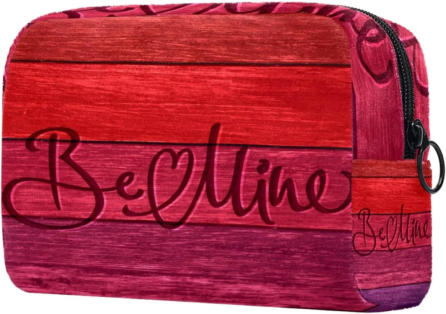Makeup Organizer Bag, Be Mine in Wood Card Pencil Case Cosmetic Storage Bag Portable Toiletry Pouch for Women, Men, Traveling, School
