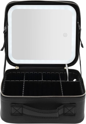 Makeup Bag With LED Mirror, Travel Makeup Case with Light up Mirror Large Cosmetic Case