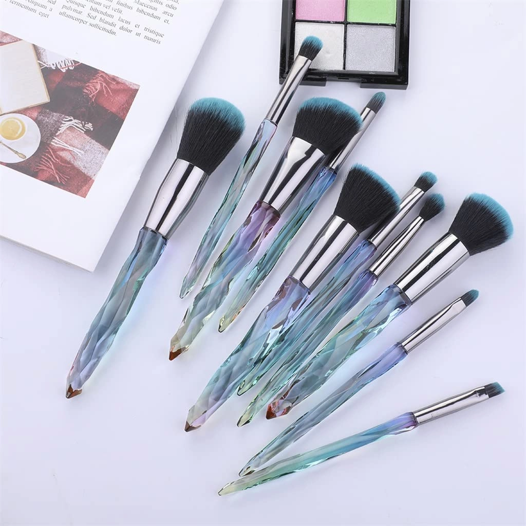 Makeup brush 10 Pieces Professional Makeup Brush Set Cosmetics Blush Foundation Brush Eye Shadow Lip Brow Makeup Brush Set(Color:B)