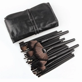 Makeup brush 32pcs Black Makeup Brushes Set Powder Blusher Contour Cosmetic Beauty Tools pincel Kit with Leather case, Brown