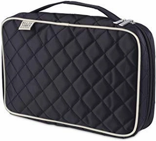 Makeup Brush Bag Case Organizer in Black – Professional Designer Make Up Travel Handbag for Make Up Brushes – Stylish & Compact Carrying Holder Storage Handbag Pouch
