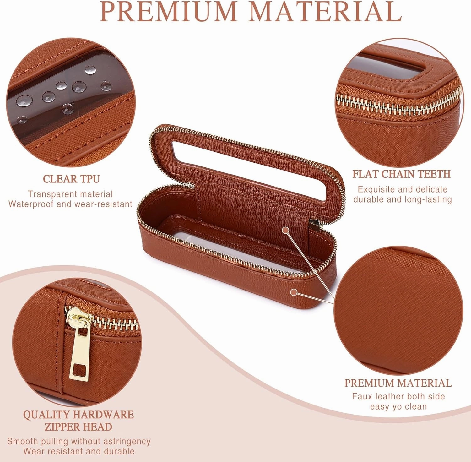 Makeup Brush Bag Slim Clear Makeup Bag Transparent Travel Cosmetic Case & Toiletry Bag with Zipper Small Beatuy Makeup Bag Purse Organizer for Women (X/Brown, SLIM)