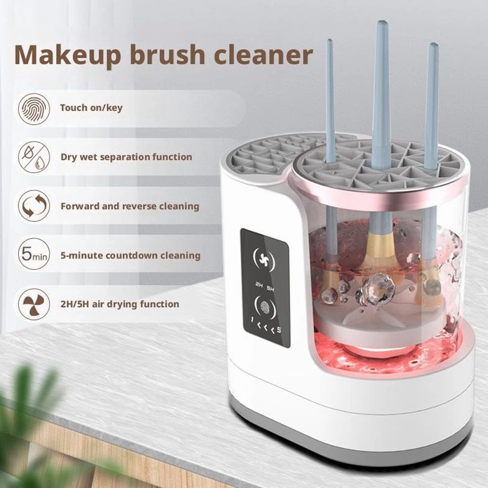Makeup Brush Cleaner - 3 in 1 Electric Makeup Brush Cleaner Machine with Makeup Brush Dryer, Automatic Makeup Brush Cleaner, Multi-Hour Drying Settings, Thorough Cleaning, for All Makeup Brush Types